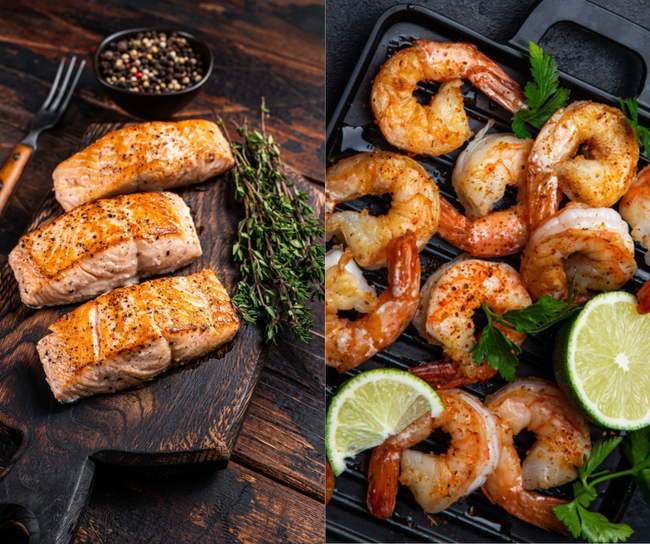 Roasted Salmon Fillets & Chilli Lime Prawns