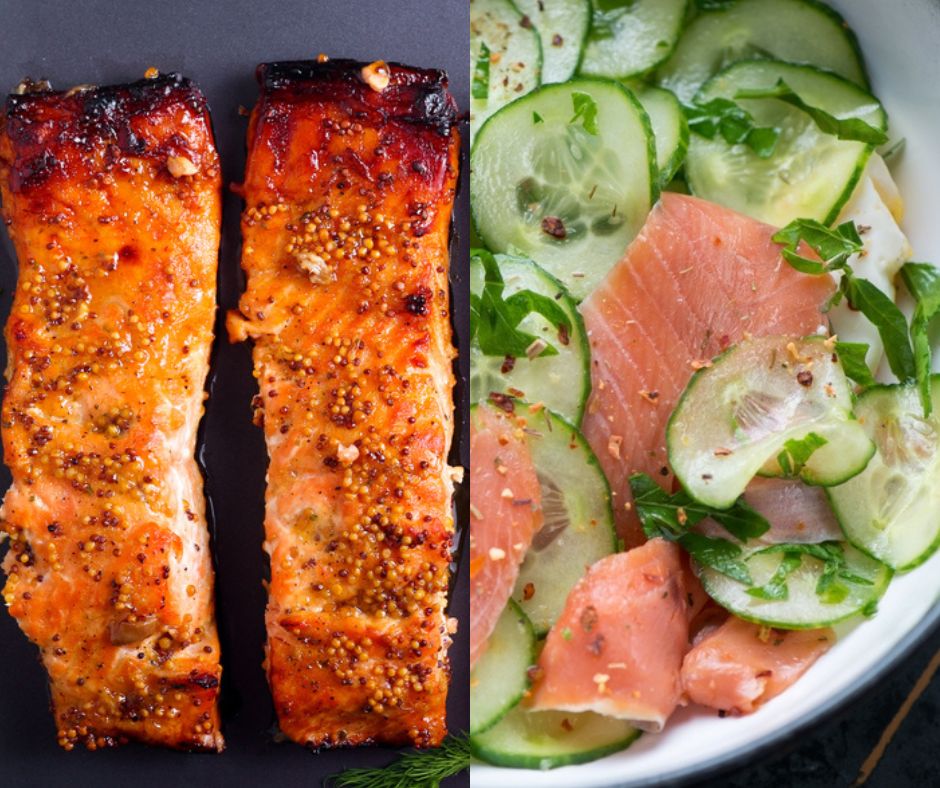 Orange-mustard Glazed Salmon And Cucumber And Salmon Salad 