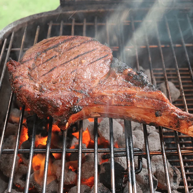 Reverse seared tomahawk ribeye