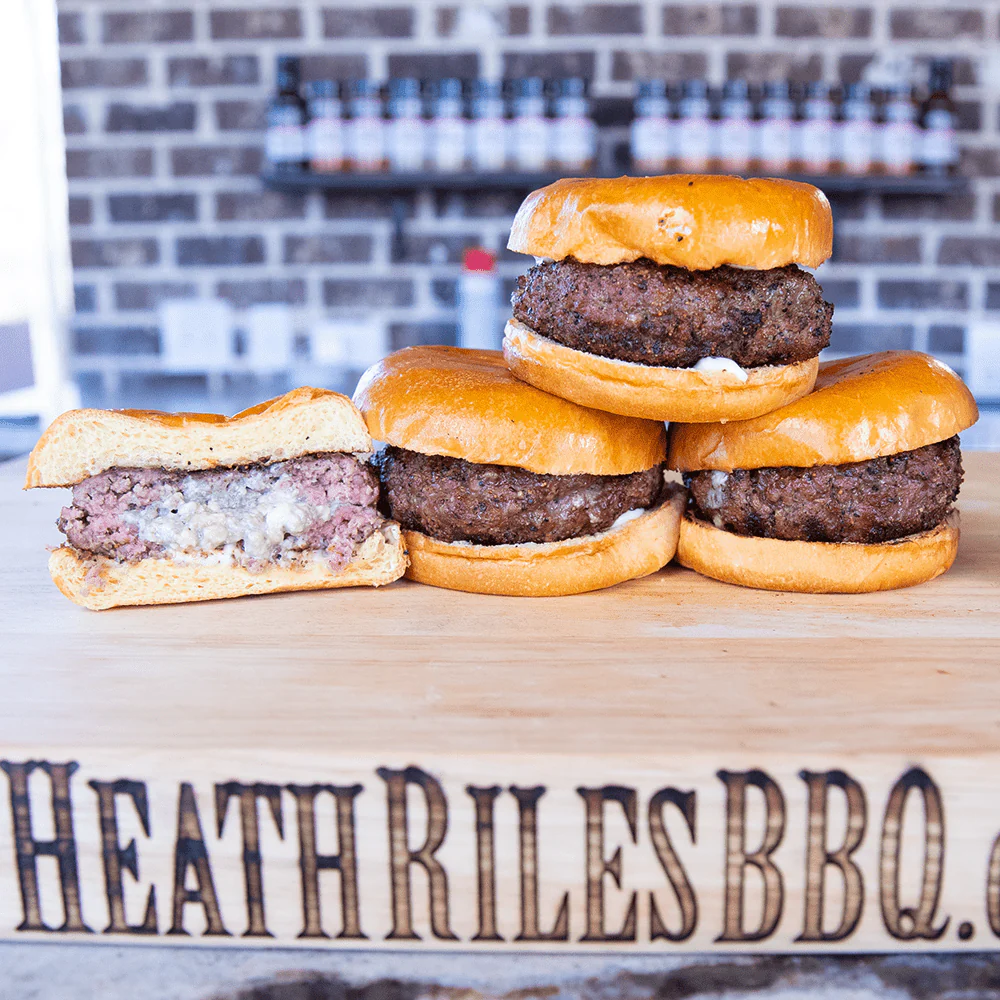 Blue Cheese Stuffed Burgers on the Goldens' Cast Iron