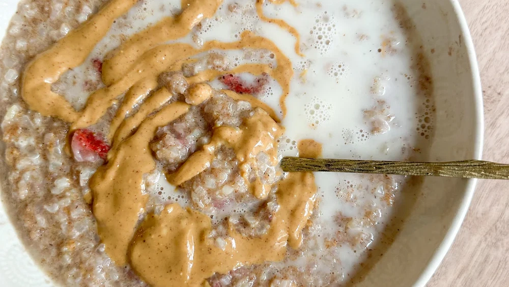 Image of Strawberries and Cream Warm Smoothie Bowl