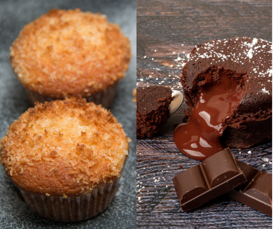 Coconut Muffins And Dark Chocolate Lava Cake