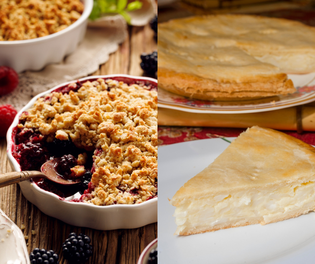 Berry Crumble And Coconut Custard Pie