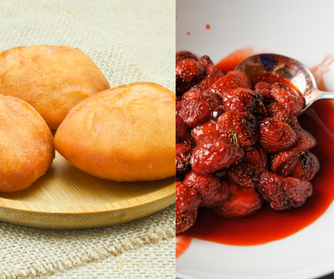 Fried Dough with Roasted Strawberries
