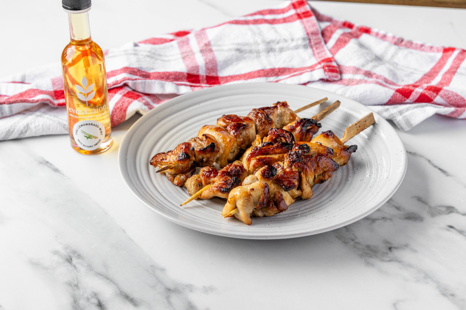 Lemongrass Chicken Skewers with Thai Lemongrass Mint Balsamic