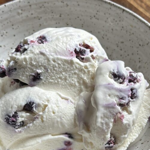 Homemade Vanilla Blueberry Ice Cream Recipe Card