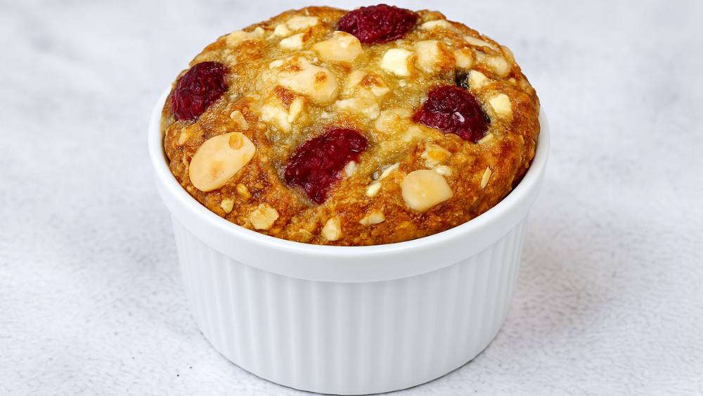 Image of Raspberry, Macadamia, & White Chocolate Baked Oats