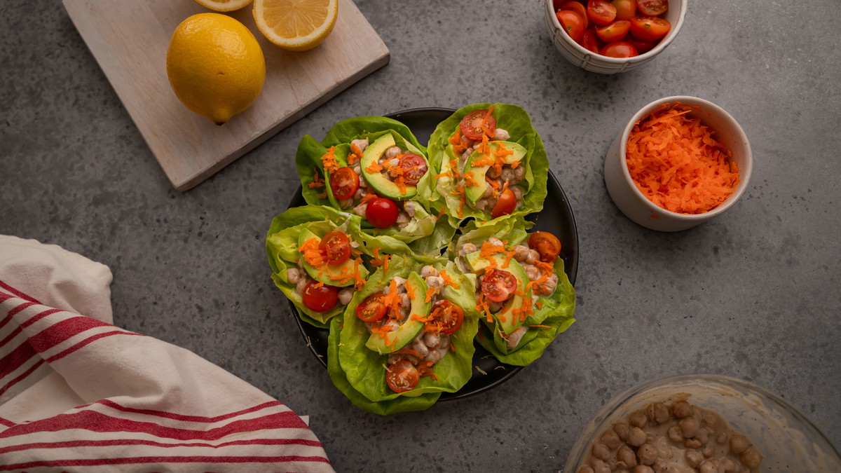 Chickpea Caesar Lettuce Wraps
