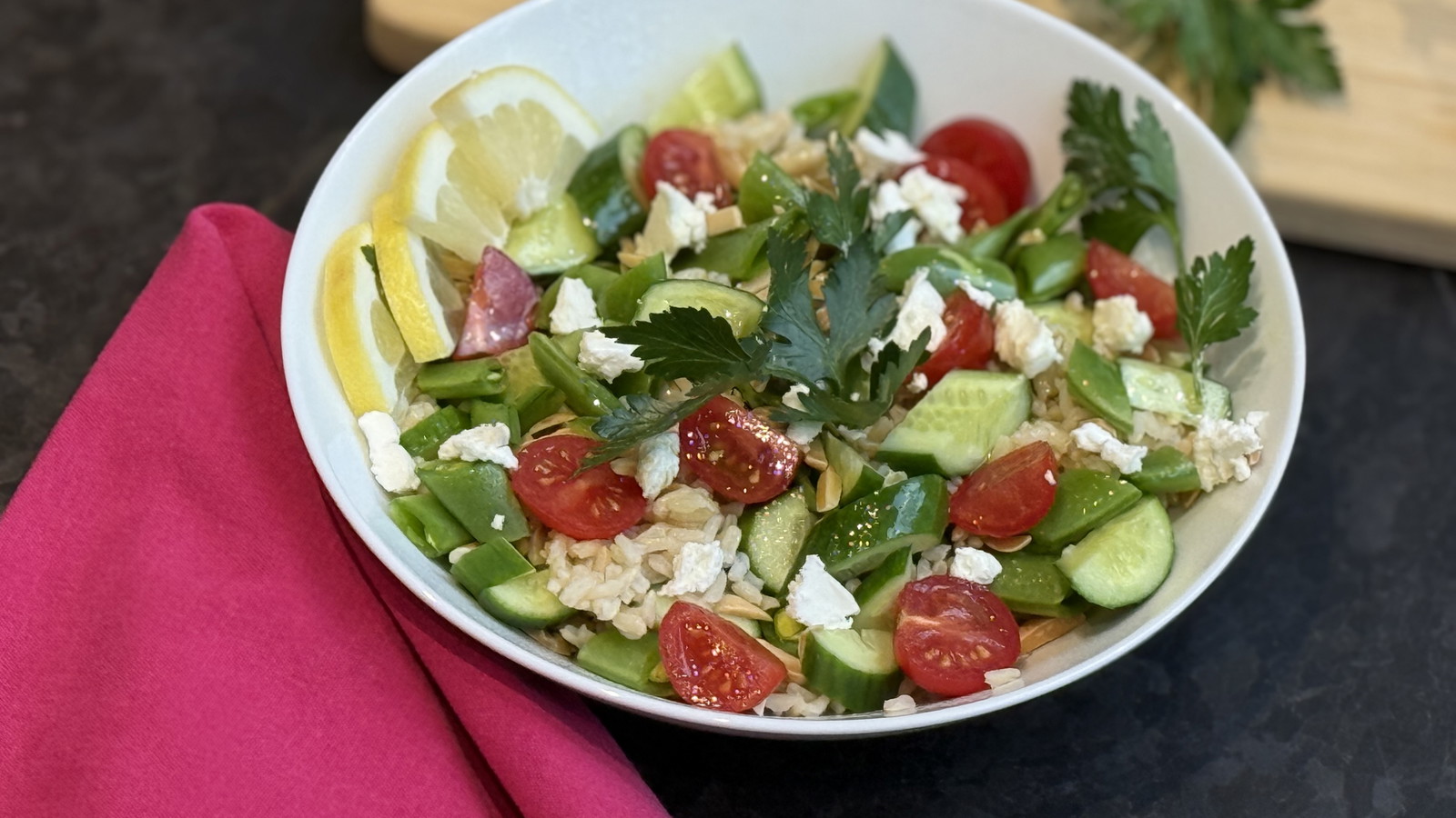 Image of Lemony Brown Rice Salad with Snap Peas and Herbs