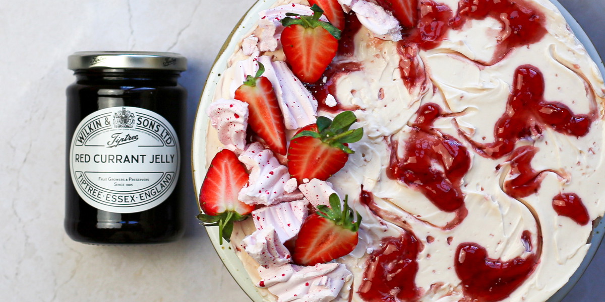 Strawberry & Red Currant Ripple Cheesecake