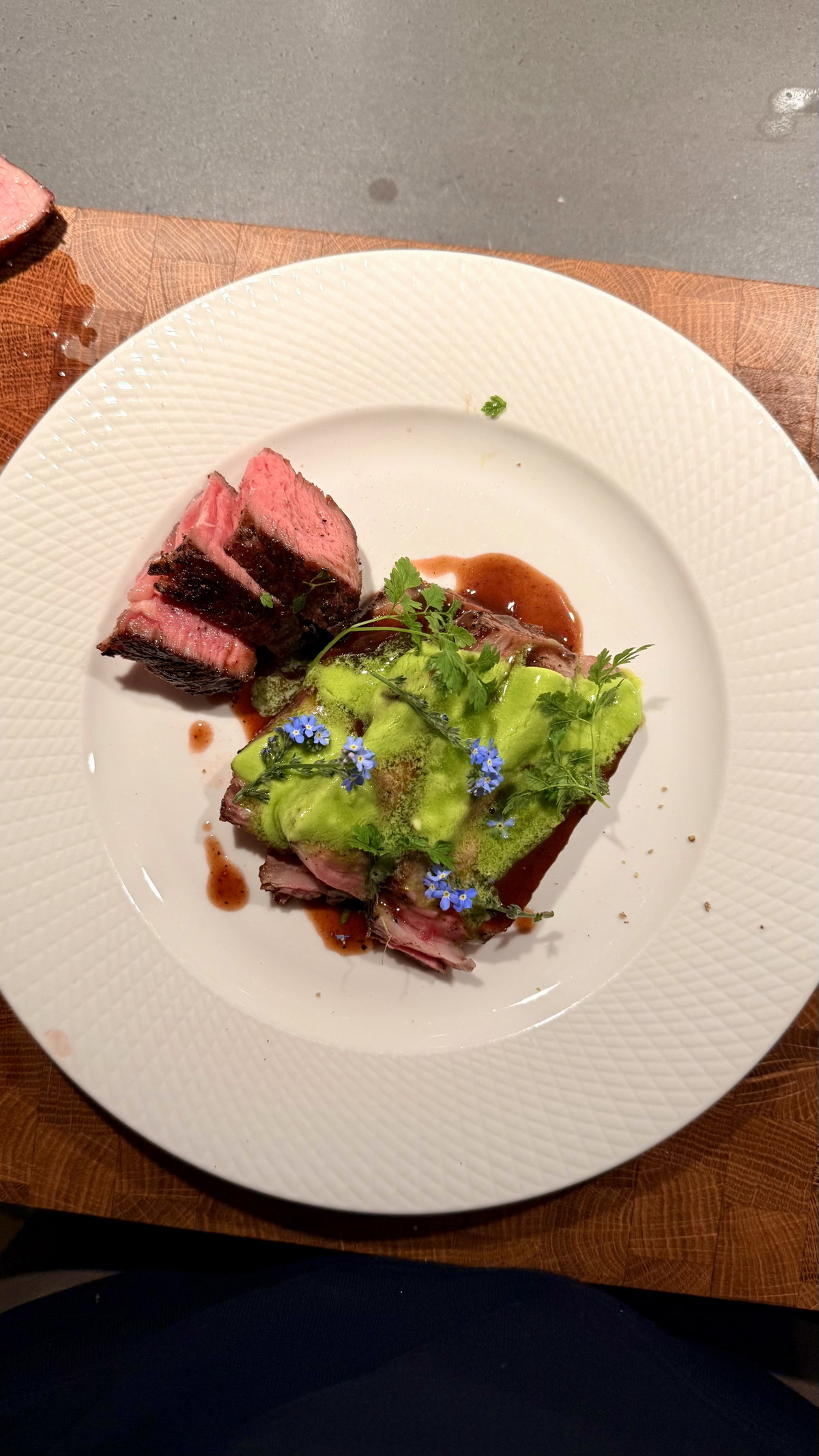 Grilled Veal Entrecôte with Wild Garlic Butter and Red Wine Jus