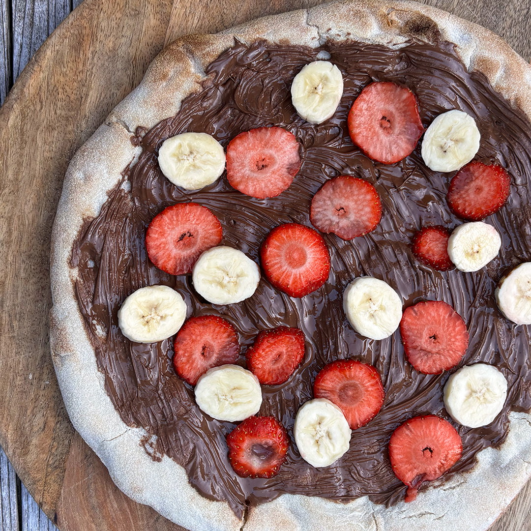 Dessert Pizza Nutella Banaan Aardbei