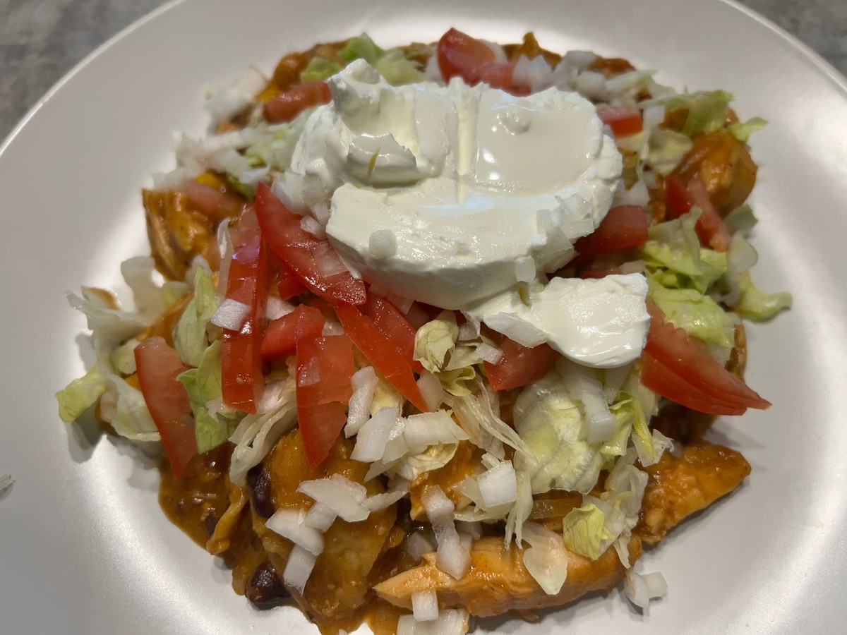 Slow Cooker Chicken Enchilada Casserole