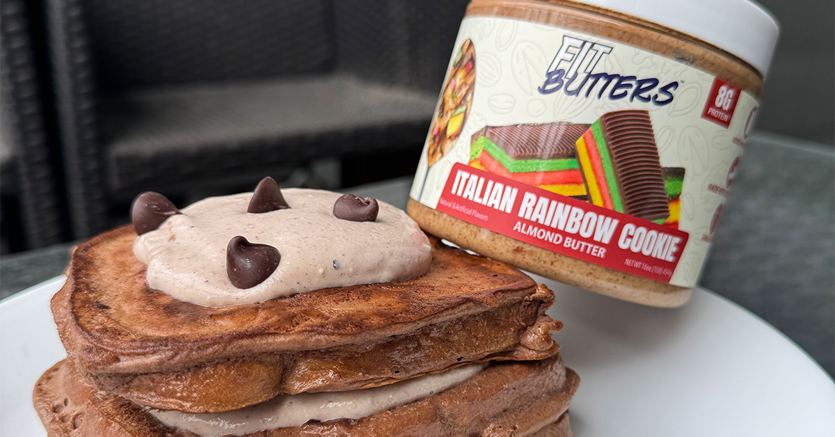 High Protein Stuffed Italian Rainbow Cookie French Toast with Fit Butters