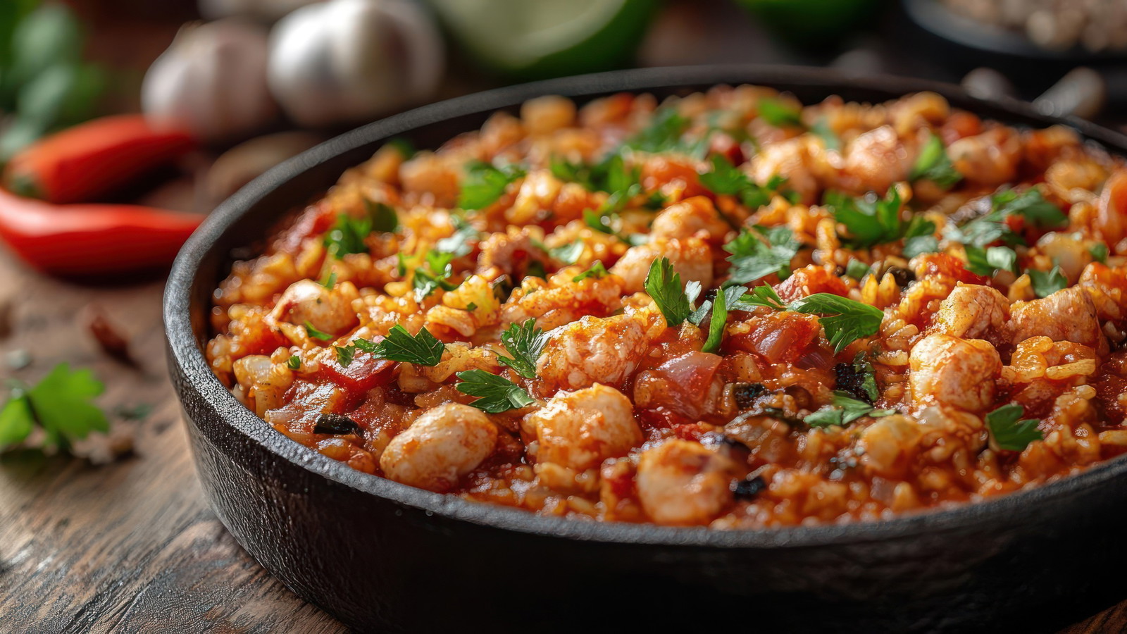 Image of Vegetarian Paella with Smoky Chickpeas & Fire-Roasted Peppers