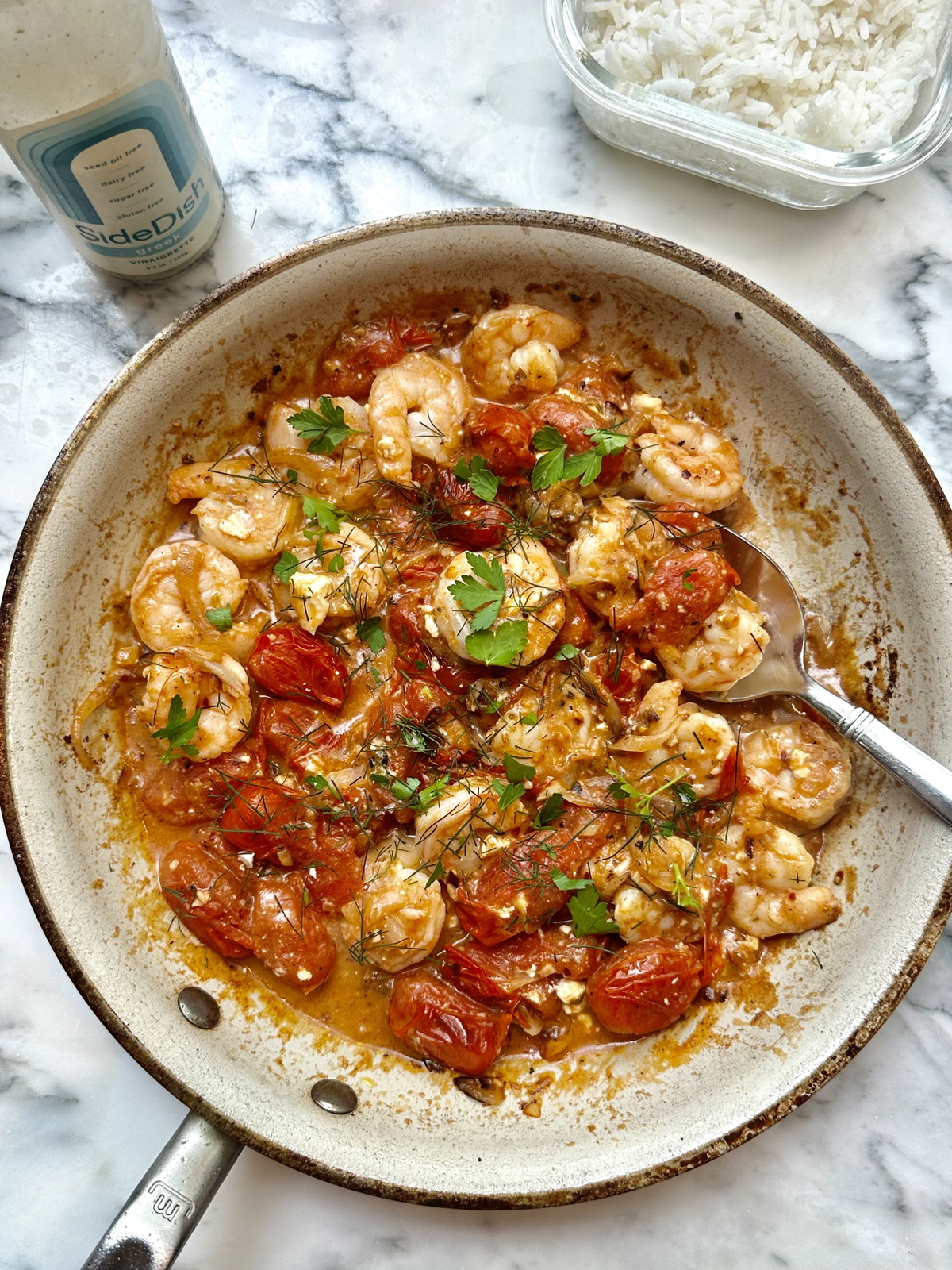 Greek Shrimp with Bursting Tomatoes and Feta