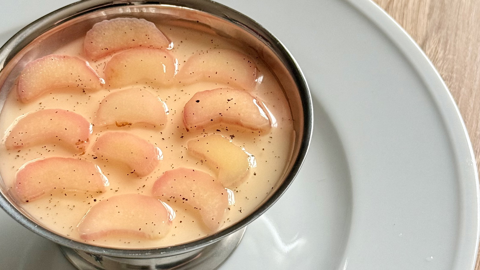Image of Yoghurt Panna Cotta with Poached Rhubarb, Lemon Thyme & Vanilla