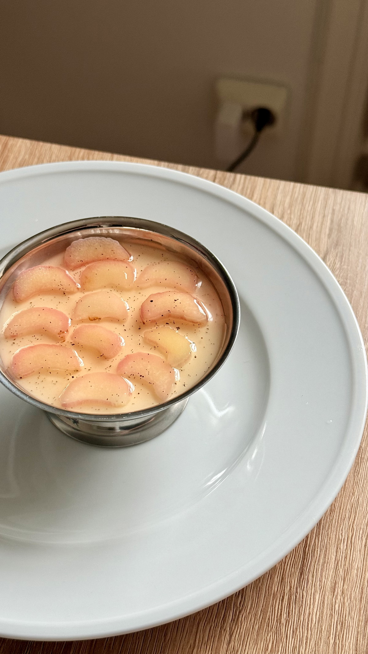 Yoghurt Panna Cotta with Poached Rhubarb, Lemon Thyme & Vanilla