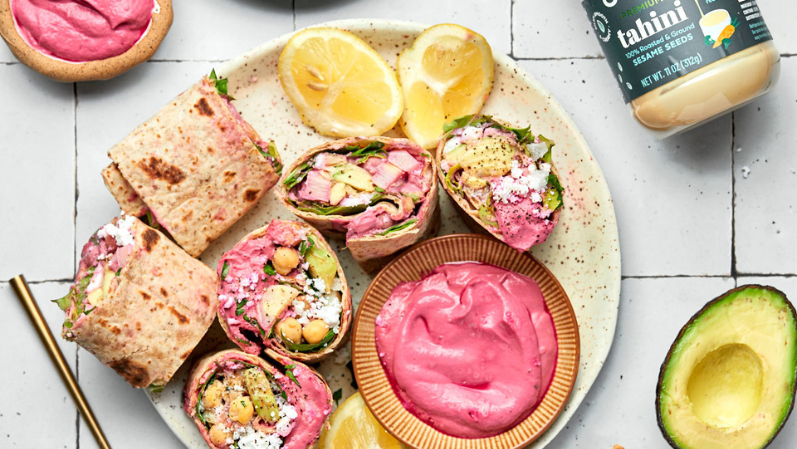 Image of Lemon Beet Tahini Wraps
