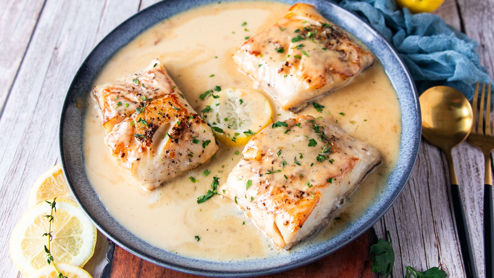 Image of Black Cod With White Wine And Butter Sauce