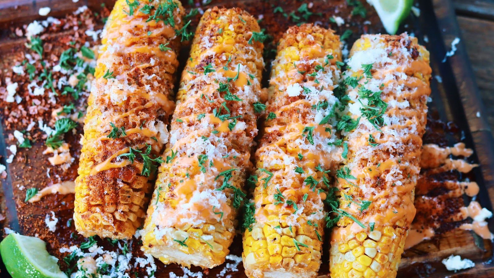Image of Tequila Lime Smoked Elote Recipe (Mexican Street Corn)