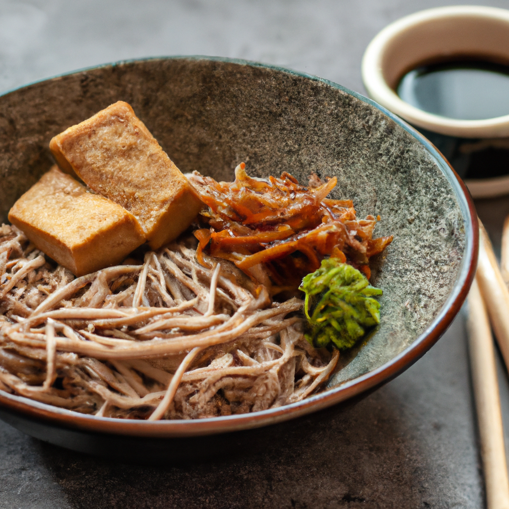 Kitsune Soba (きつねそば) – Soba-Nudeln mit frittiertem Tofu