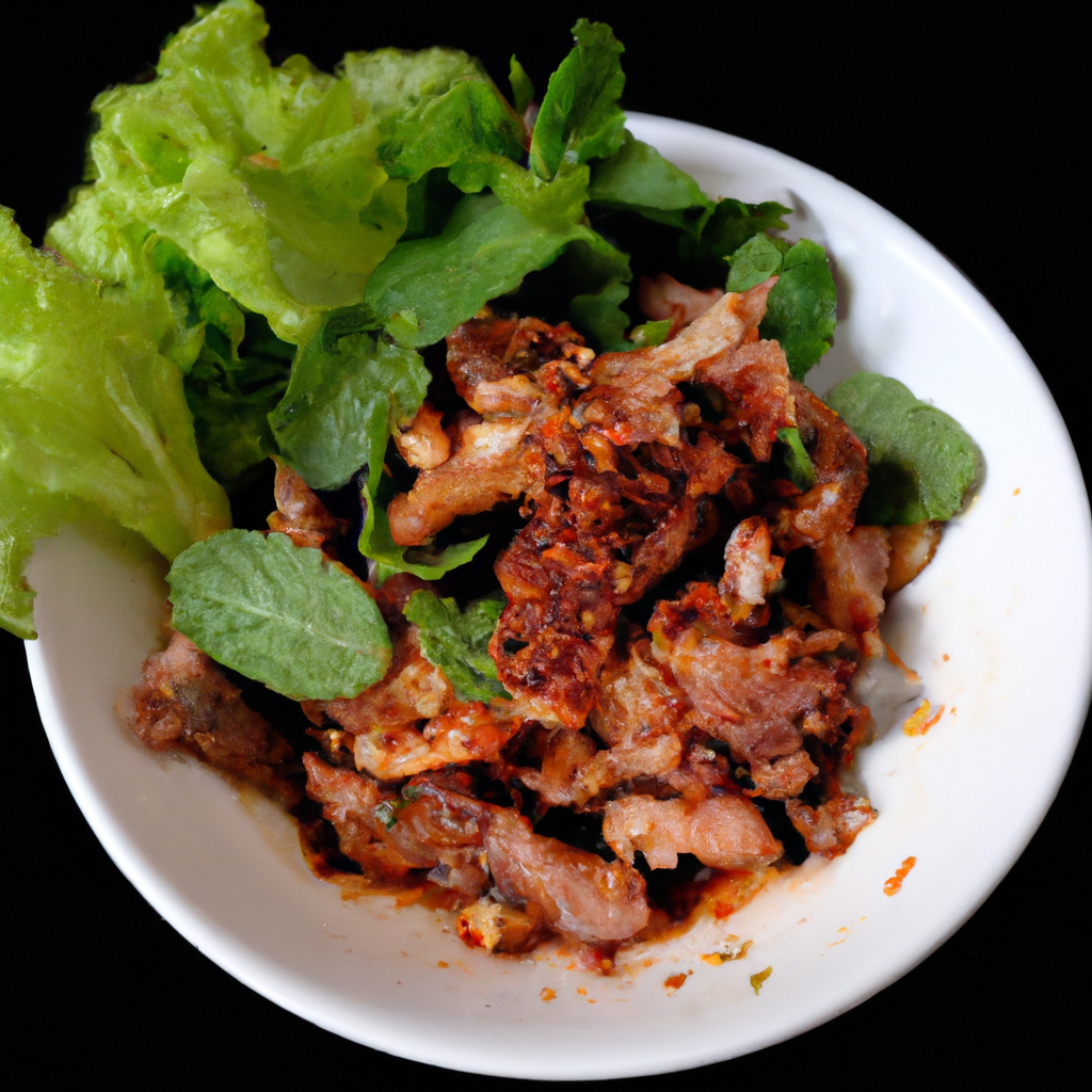 Nam Tok Moo (น้ำตกหมู) – Würziger Schweinefleisch-Salat