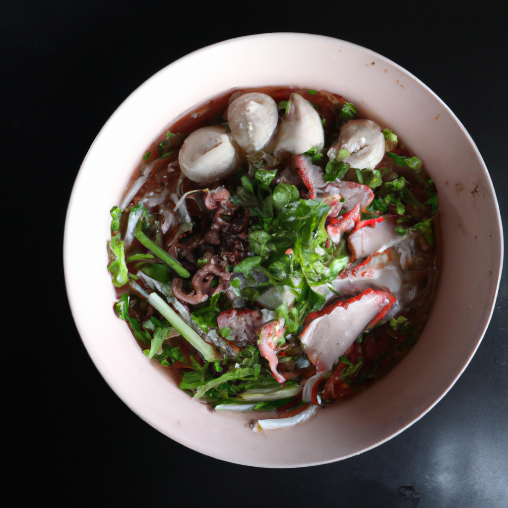 Kuay Tiew Mu Daeng (ก๋วยเตี๋ยวหมูแดง) – Nudelsuppe mit rotem Schweinefleisch