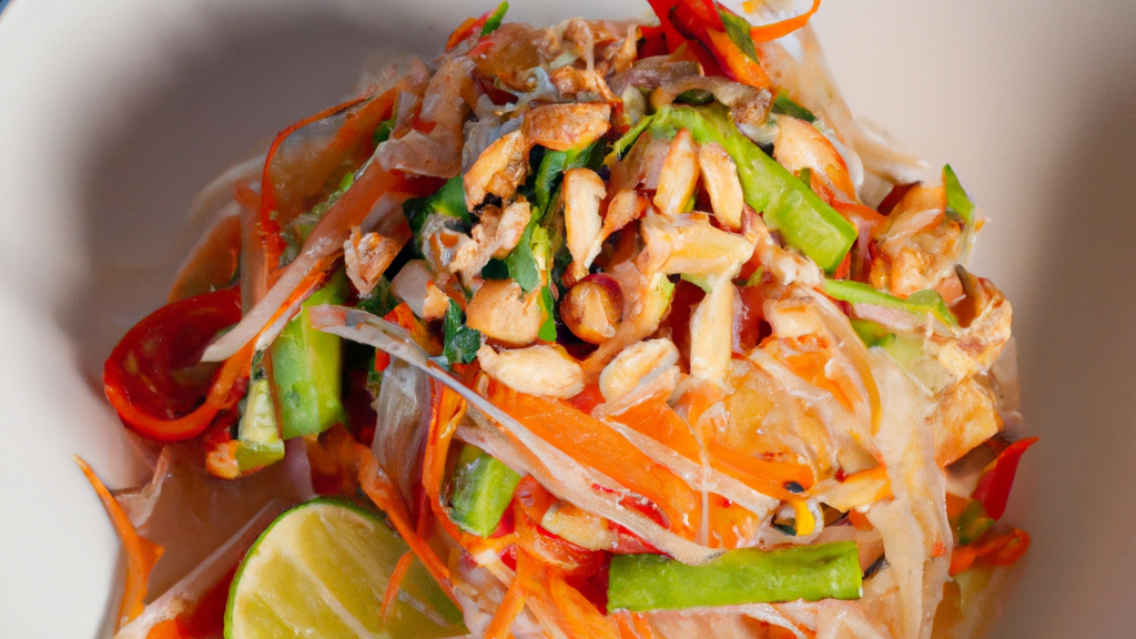 Som Tam Thai (ส้มตำไทย) – Klassischer Papayasalat mit Erdnüssen image