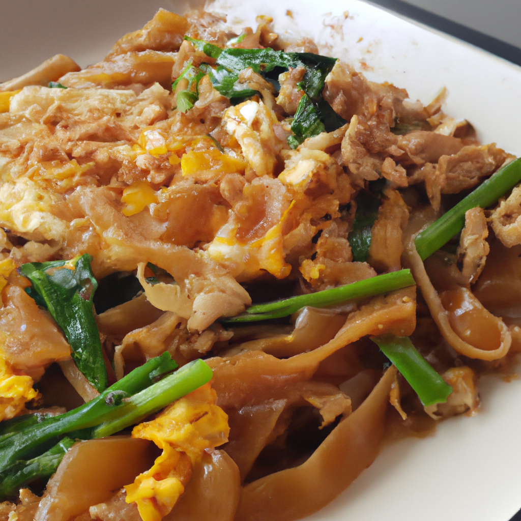 Sen Lek Pad See Ew (เส้นเล็กผัดซีอิ๊ว) – Gebratene dünne Reisnudeln mit Sojasauce