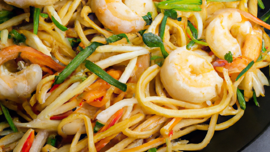 Xiā Rén Chǎo Miàn (蝦仁炒麵) – Gebratene Nudeln mit Garnelen image