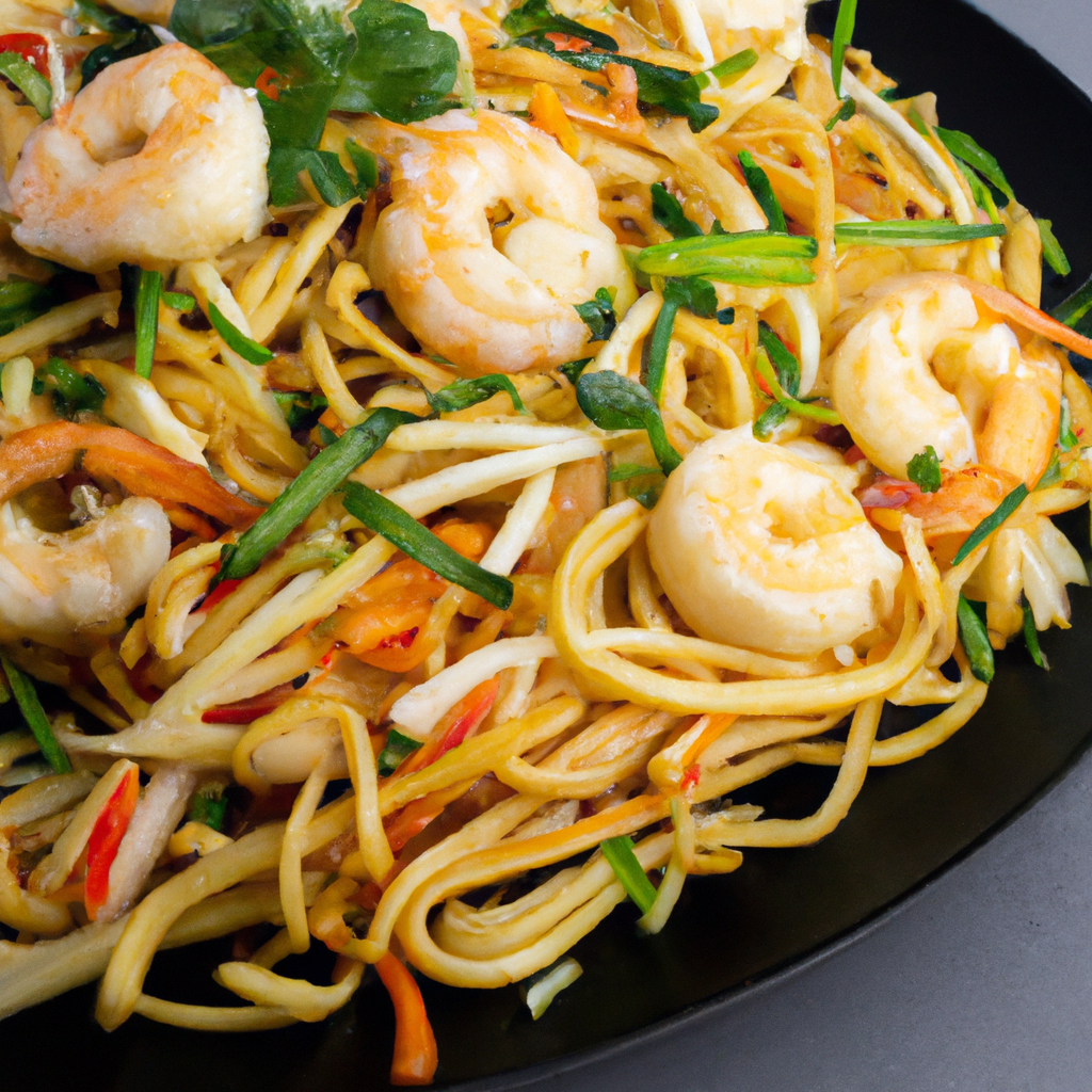 Xiā Rén Chǎo Miàn (蝦仁炒麵) – Gebratene Nudeln mit Garnelen