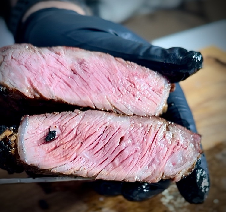 Image of I seared my steaks over the ironbark fire. Flip every 30 seconds, searing each side 2-3 times. Remembering that you should have had the spuds in the air fryer, pull the steaks off and serve with your sides.