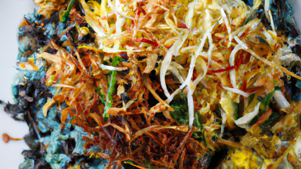 Nasi Kerabu – Blauer Reis mit Kräutern und Fisch image