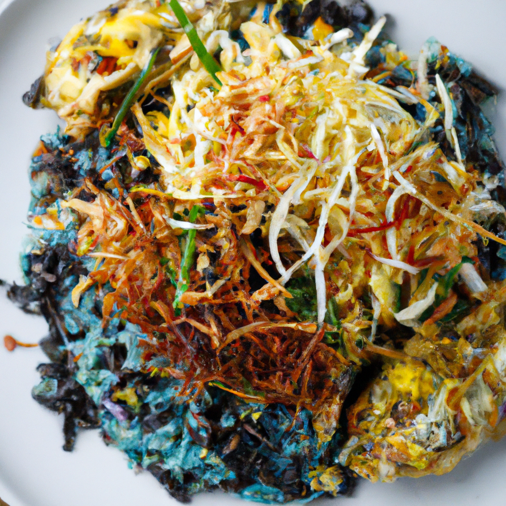Nasi Kerabu – Blauer Reis mit Kräutern und Fisch