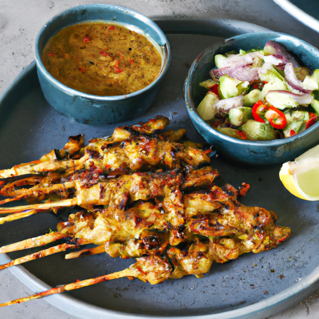 Satay Ayam – Gegrillte Hähnchenspieße mit Erdnusssoße