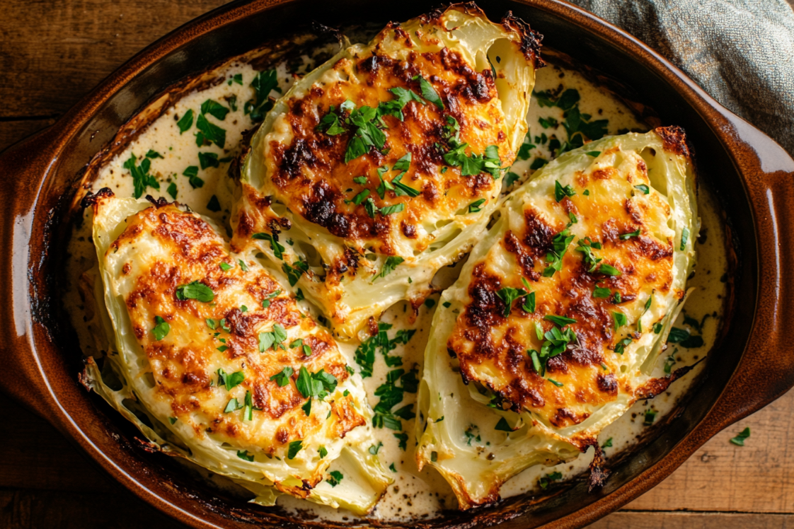 Cremig überbackener Spitzkohl mit Café-de-Paris-Kruste – Plant-Based Pandas
