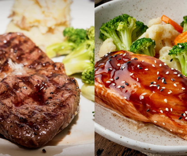 Teriyaki Salmon & Steak