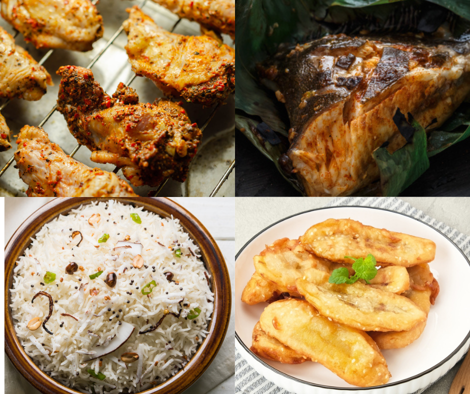 Rendang Chicken Wings, Sambal Stingray, Banana Fritters and Coconut Rice