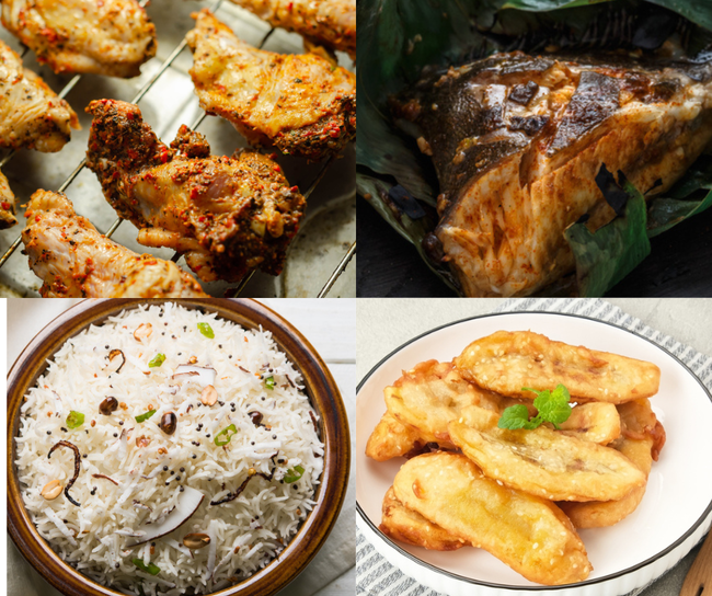 Rendang Chicken Wings, Sambal Stingray, Banana Fritters and Coconut Rice