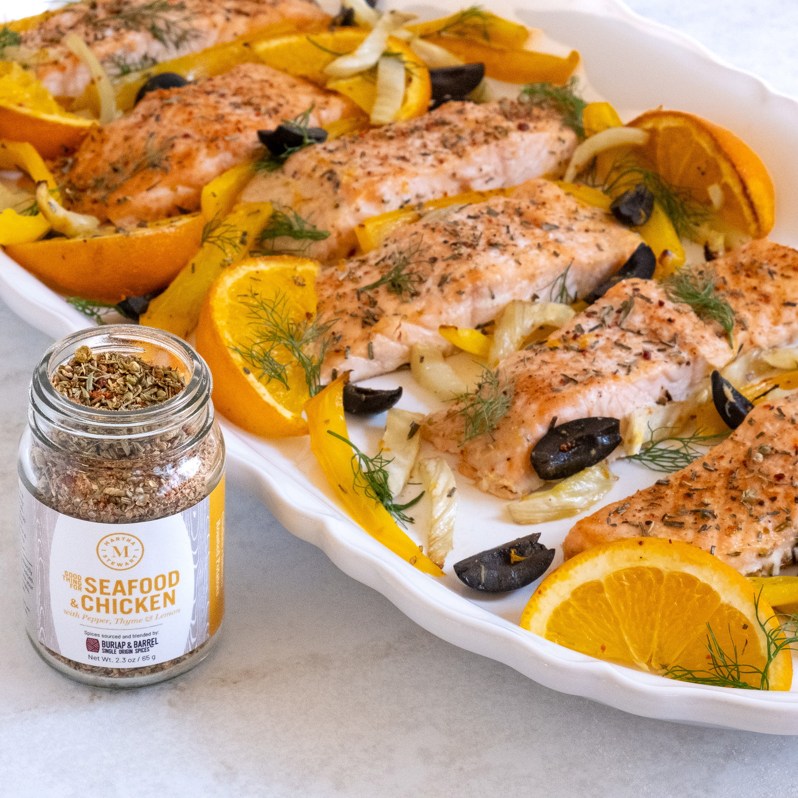 Image of Salmon with Fennel, Bell Peppers, and Olives