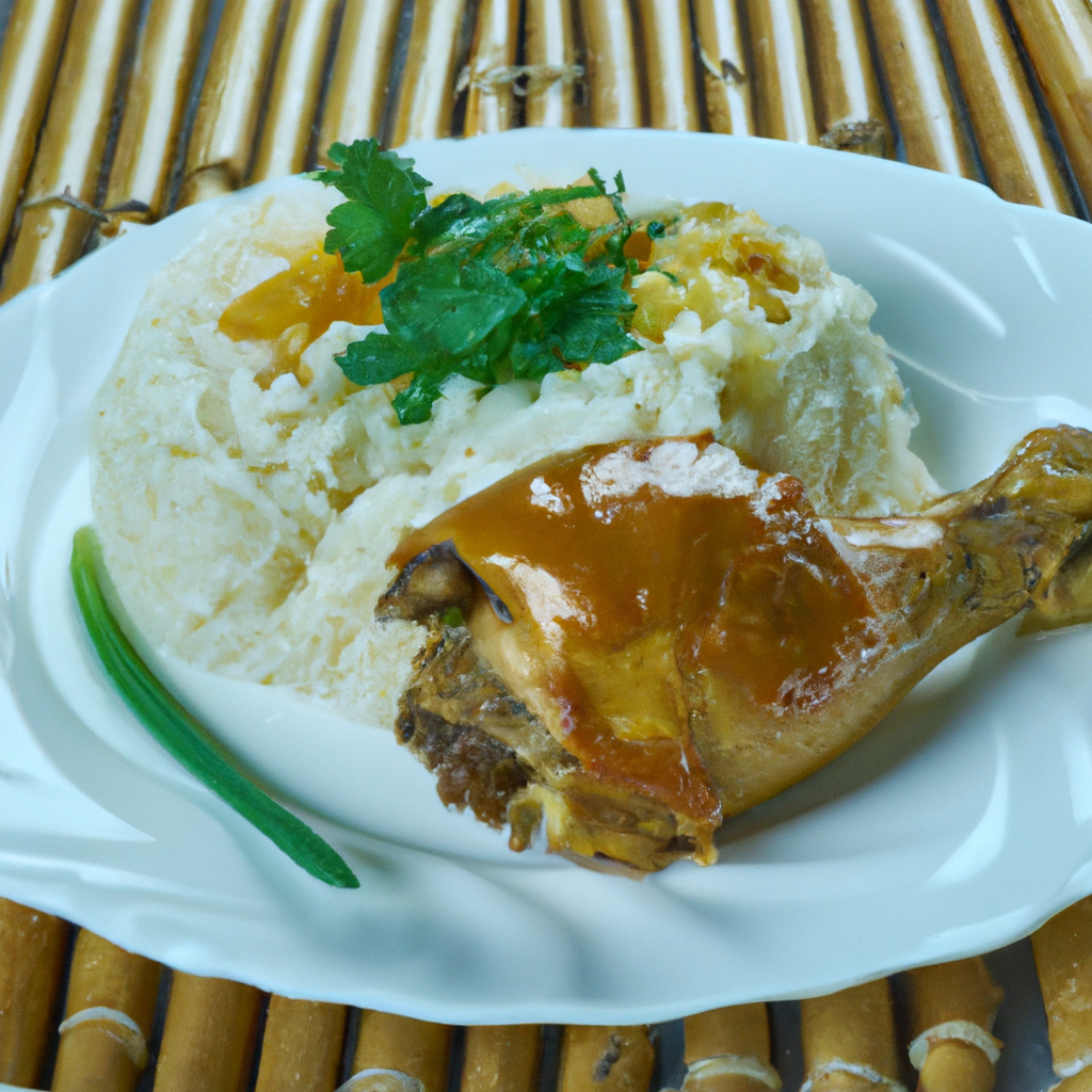 Bai Mon Char Kroeung (បាយមាន់ឆាគ្រឿង) – Reis mit gebratenem Huhn und Gewürzpaste