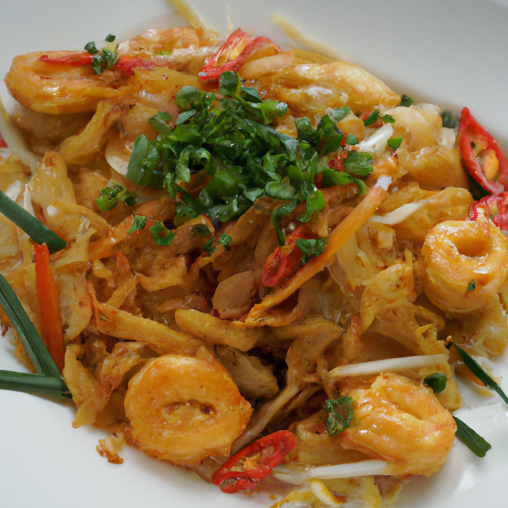 Mee Char Angkor (មីឆា អង្គរ) – Gebratene Nudeln mit Garnelen