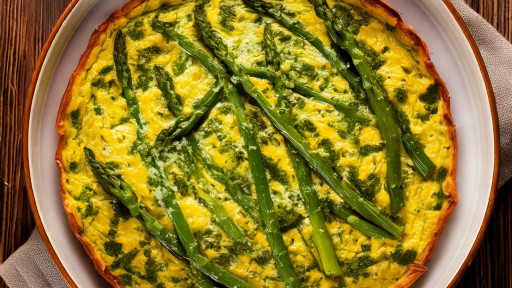 Asparagus Frittata with Burrata and Herb Pesto