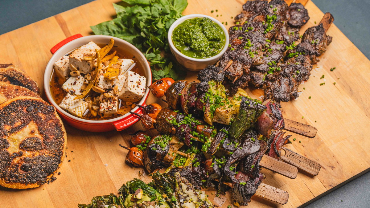 Herb Marinated Beef Tenderloin and Veggie Kebabs