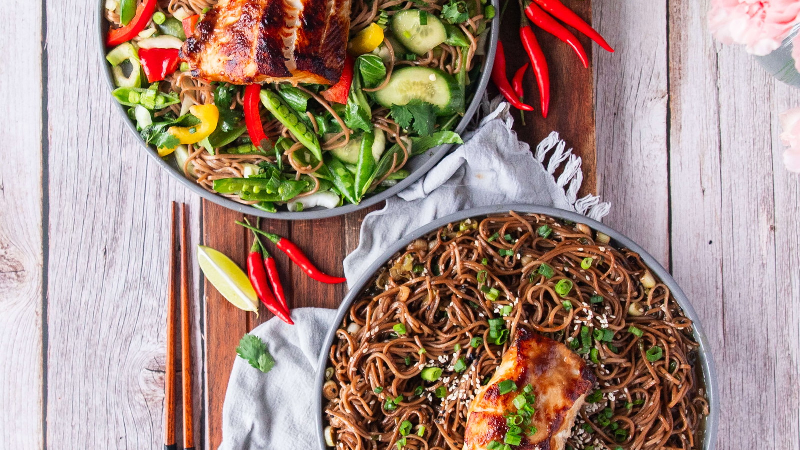 Image of Soba Noodles : Two Ways, Cold Soba Noodles Salad and Warm Soba Noodles