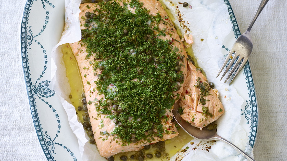 Image of Baked Whole Salmon Fillet with Tarragon & Lime