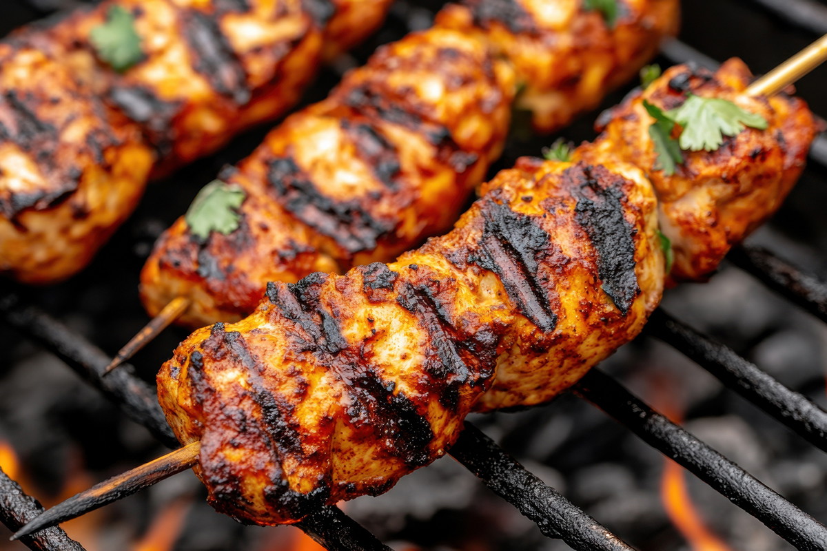 Hähnchenspieße mit Honig-Limetten-Curry Marinade