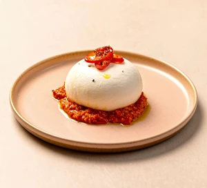 Burrata, romesco and red chilli