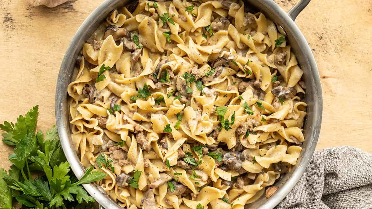 Lactose Free Creamy Mushroom Stroganoff